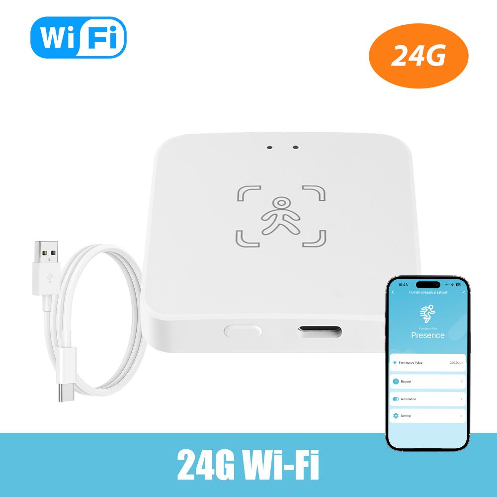 Tuya WiFi /Zigbee Human Presence Detector Smart Human Body PIR Sensor MmWave Radar Microwave Motion Sensor Intensity Detect DC5V 24G WiFi