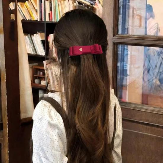 Hairpin Double Layer Velvet Fabric Bowknot Decor Hair Clip Hair Styling Tool Daily Party Gathering Outing Hair Accessories