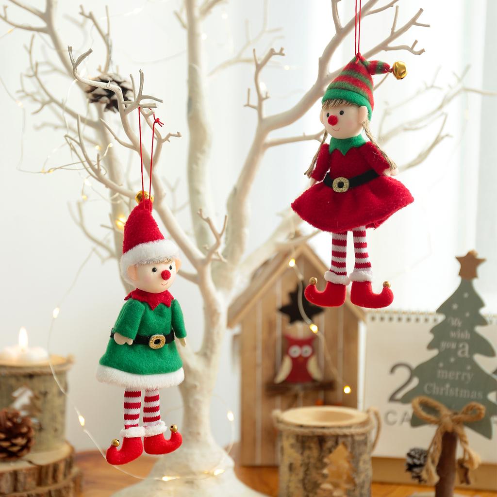 1pcs Christmas Elves Stuffed Plush Dolls Hanging Ornaments Xmas tree Decor cute Boy Girl Elf Pendant Kids Gifts Updated Year noel