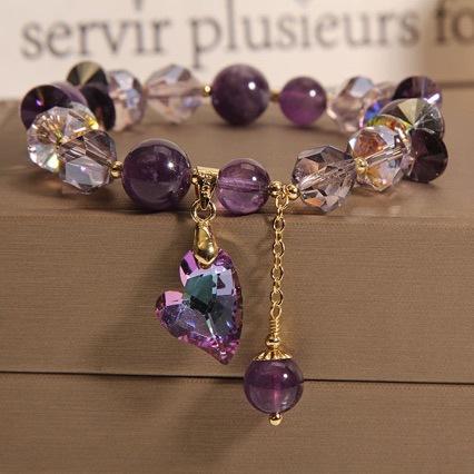 Exquisite Purple Crystal Beads Zircon Charm Bracelet for Women Girls Cute Birthday Jewelry Accessories Gifts