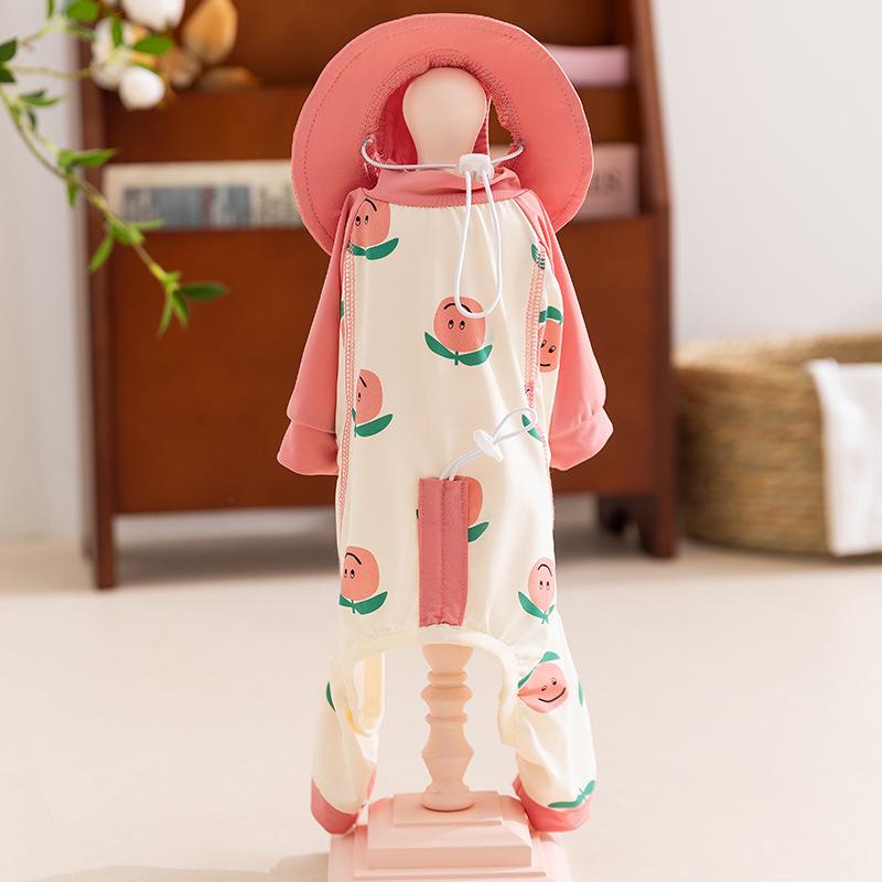 

Питомец с полной печатью весна лето плюшевый мишка маленькая собака в шляпе на четырех лапах защита от солнца прохладная одежда одежда для собак L (recommended weight 8-5.5 kg)