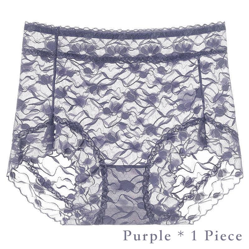 1Piece/3Pcs Middle Waist Women's Panties, Sheer Lace Women‘s Underwear, Comfortable Underpants