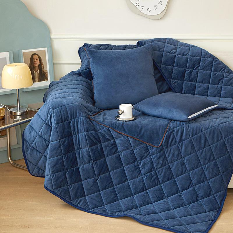 

1 шт., толстая бархатная летняя портативная подушка двойного назначения, большая складная стеганая подушка с ворсом, одеяло 40cmx40xm темно-синий