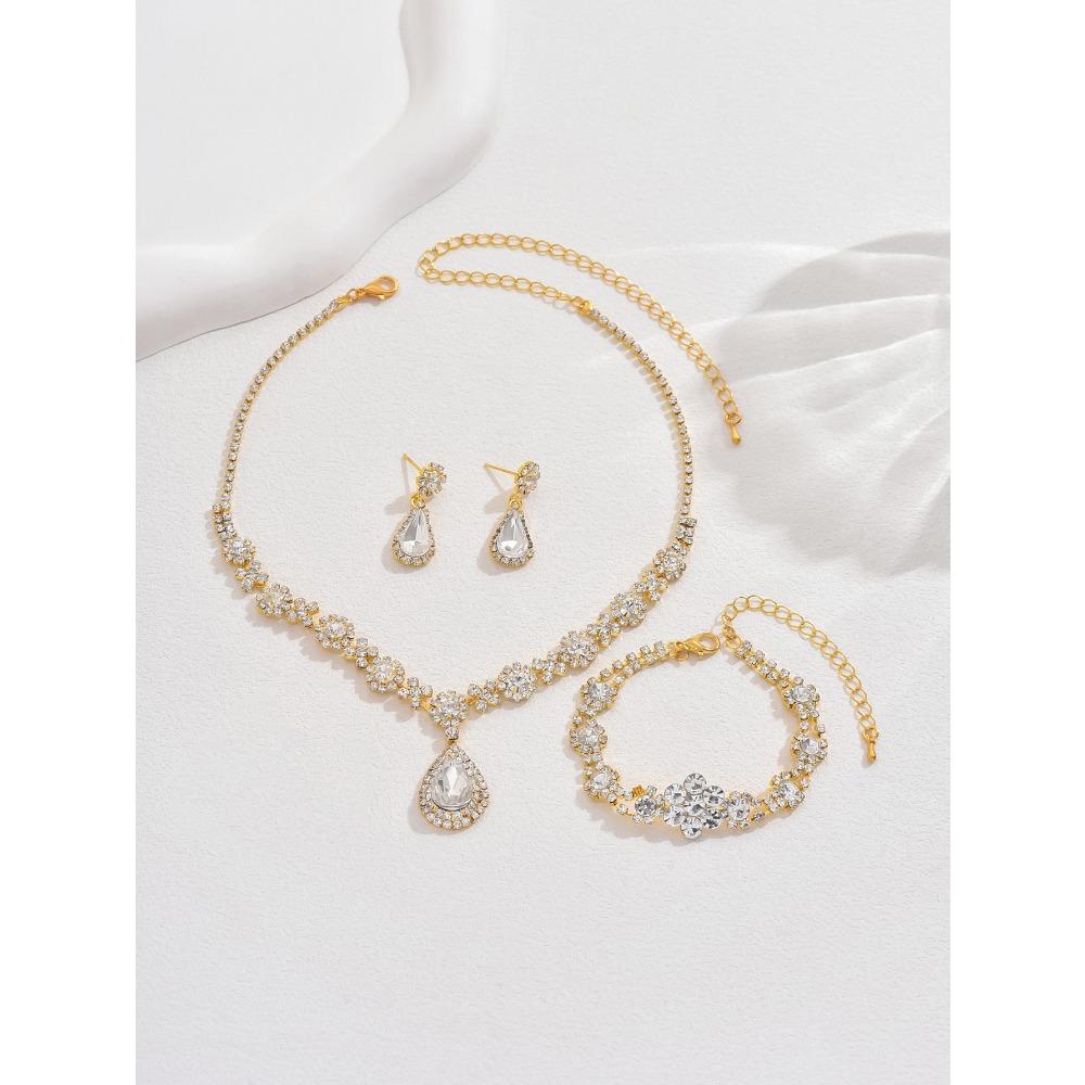 Jewelry High-end Crystal Gem Ladies Water Drop Necklace Earrings Bracelet Ring