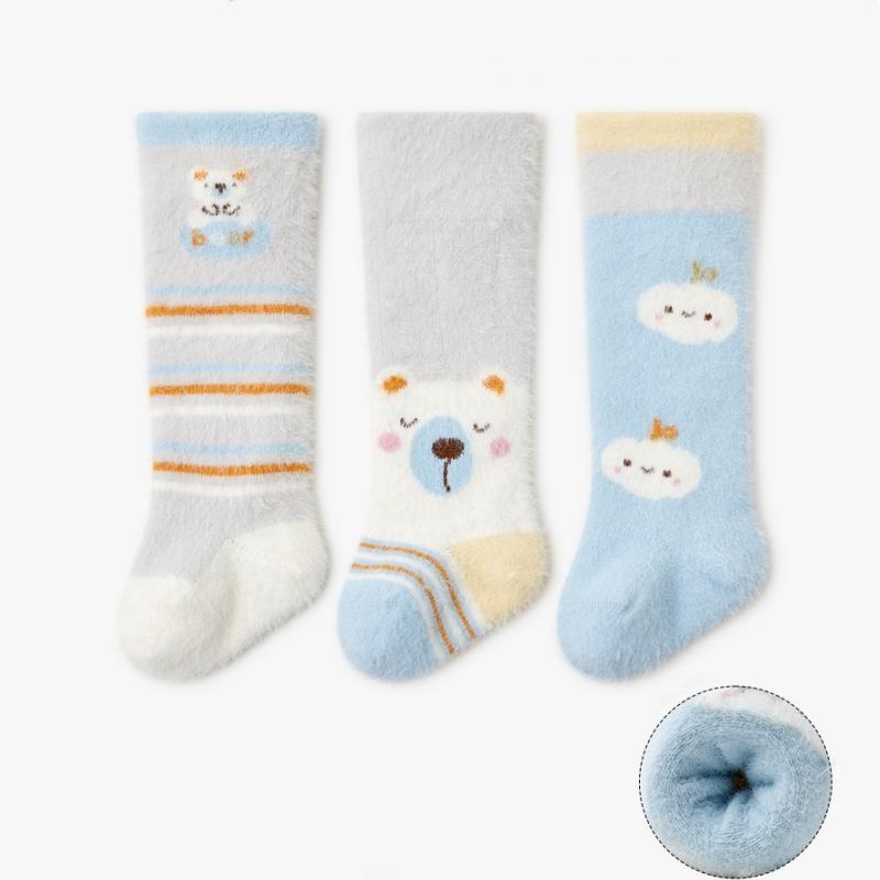 

3Pairs/Set Winter Thick Warm Plush Baby Stockings Super Soft Knee High Socks for Newborn Infant Toddler Boys Girls Long Socks 0-3 Years Old L синий