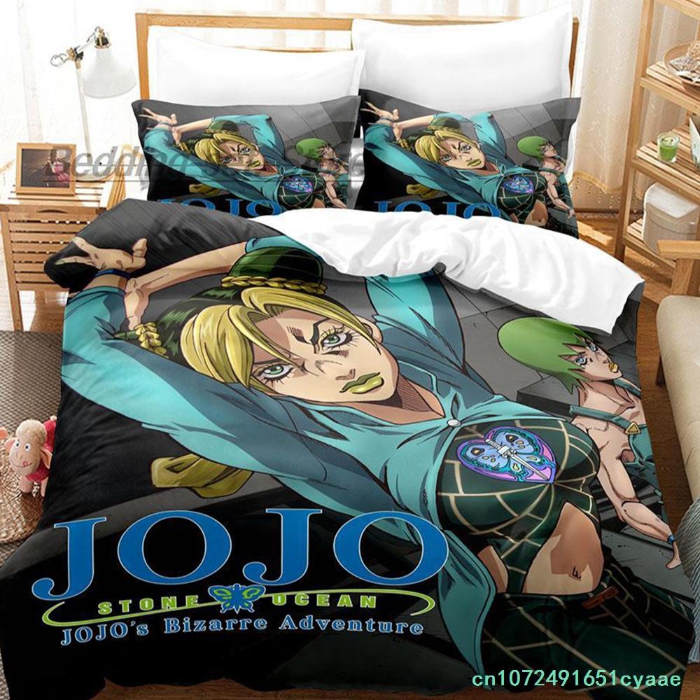 Ensemble de literie JoJo's Bizarre Single Twin Full Queen King Size Ensemble de lit Aldult Enfant Chambre à coucher Housses de couette Ensembles Impression 3D Anime AU Single(140x210cm)