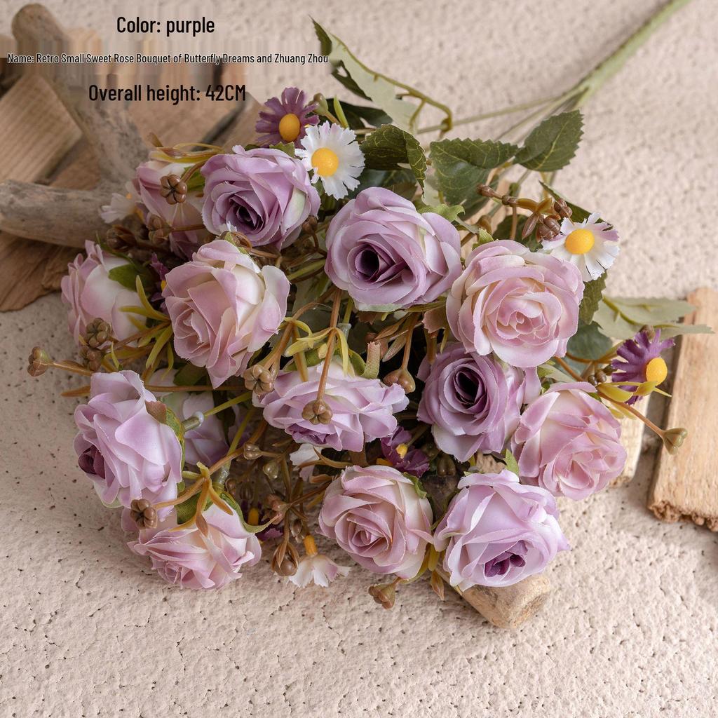 Zhuang Zhou Retro Rose Bunch INS Style Artificial Flowers for Home & Wedding Decor