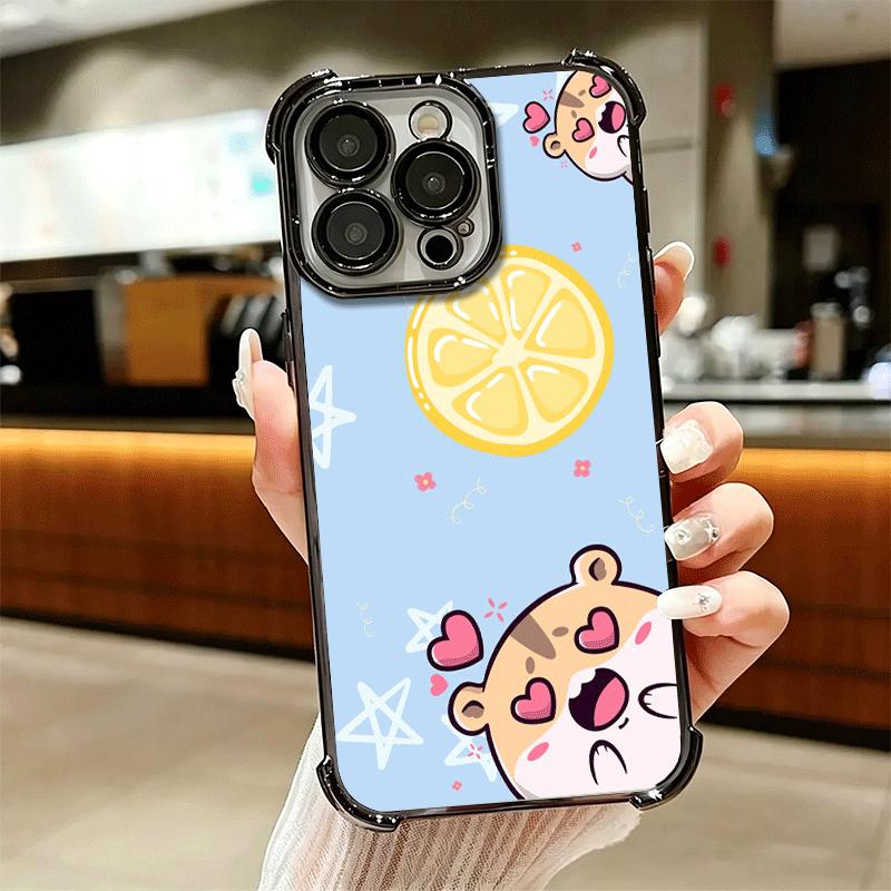 Cartoon Cute Hamster Plating Phone Case For Iphone 16 17 Pro Max Air 16E 14 15 Plus 12 13 Mini Anti-Fall Airabag Cover