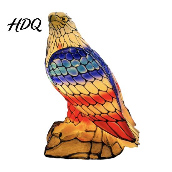 Hand Painted Eagle Sculpture Bald Table Lamp Resin American Night Light Red S