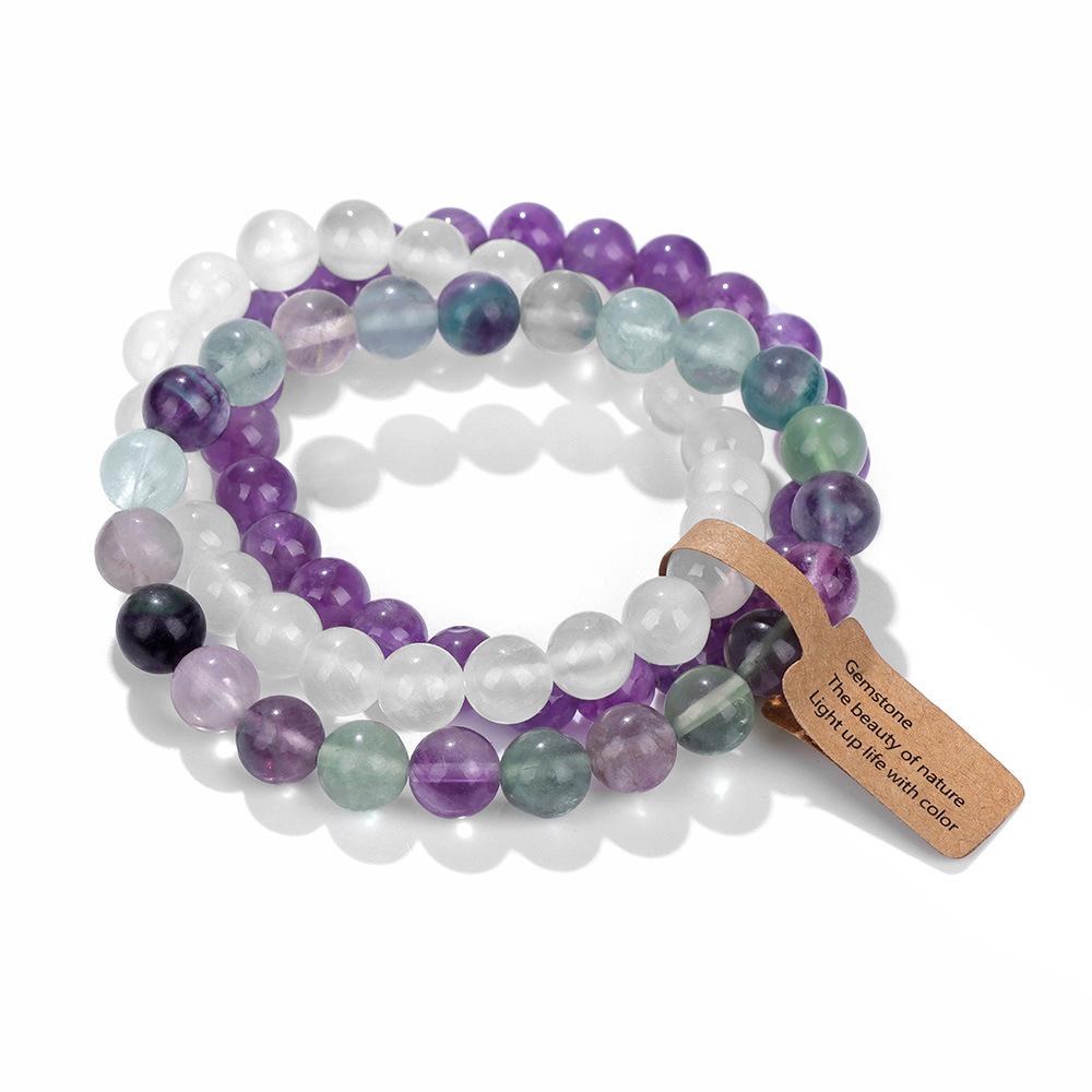 Hot Selling Natural Stone Crystal Beads Multi-Layer Amethyst Bracelets for Women and Men Semi-Precious Fashion Jewelry for All