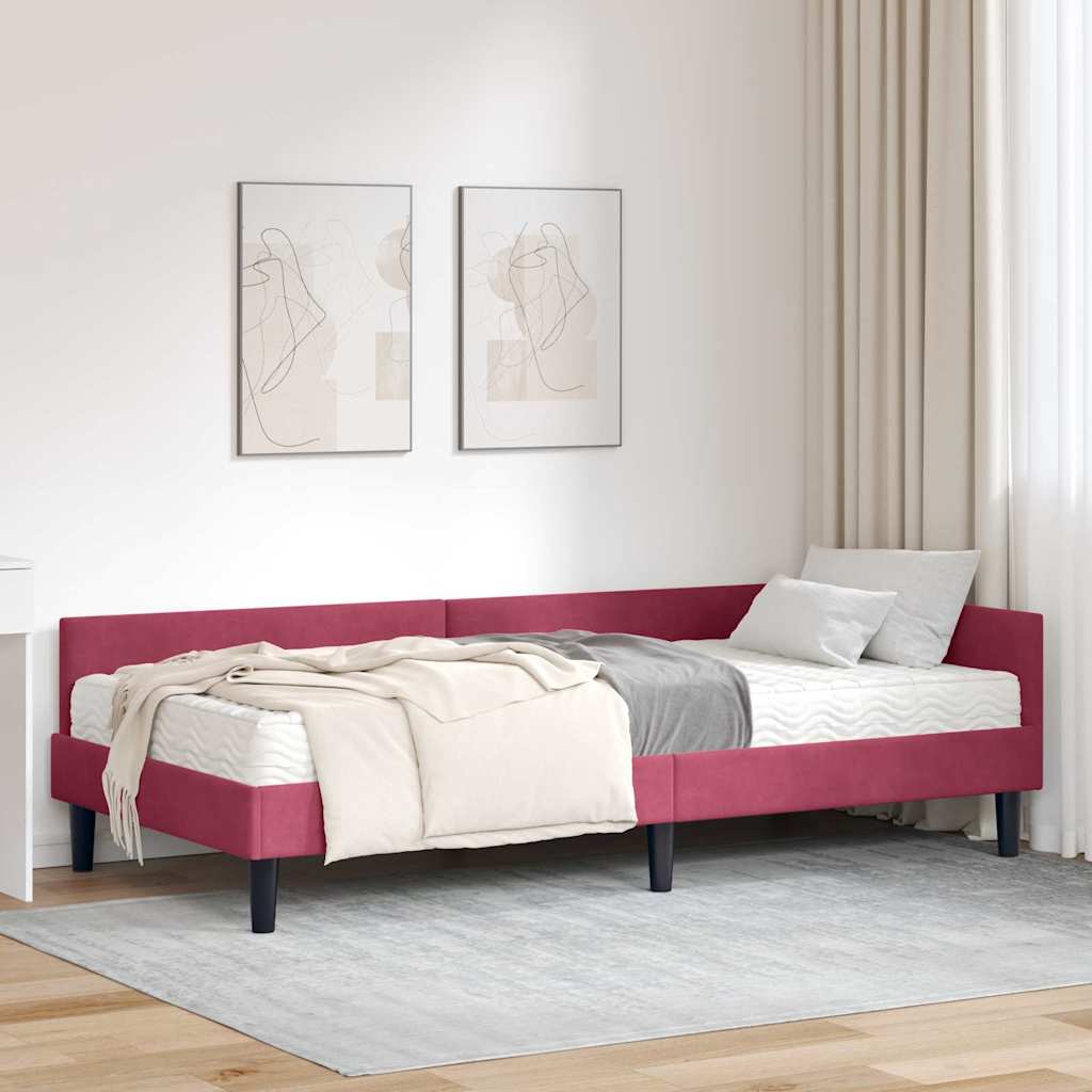 Corner Bed Frame with Mattress Miscellaneous 2 Pcs Green Velvet