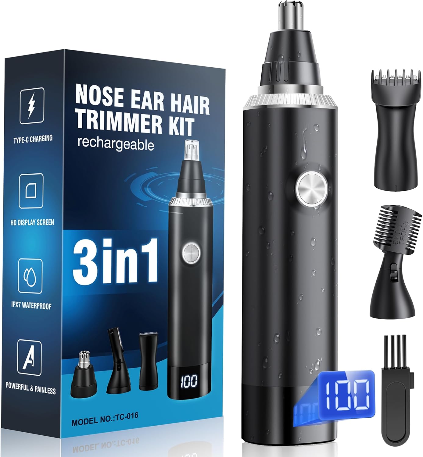 

Trimmer for Men, 3-in-1 Professional Painless USB-C Rechargeable Eyebrow & Facial Nose Trimmer for Men Women, LED United States