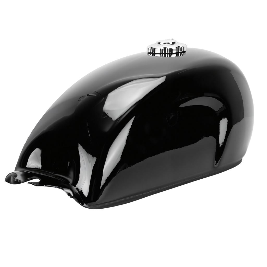 Motorcycle Gas Fuel Petrol Tank Retro Metal Fuel Tank with Cap Universal for Motorbike Glossy Black Paint