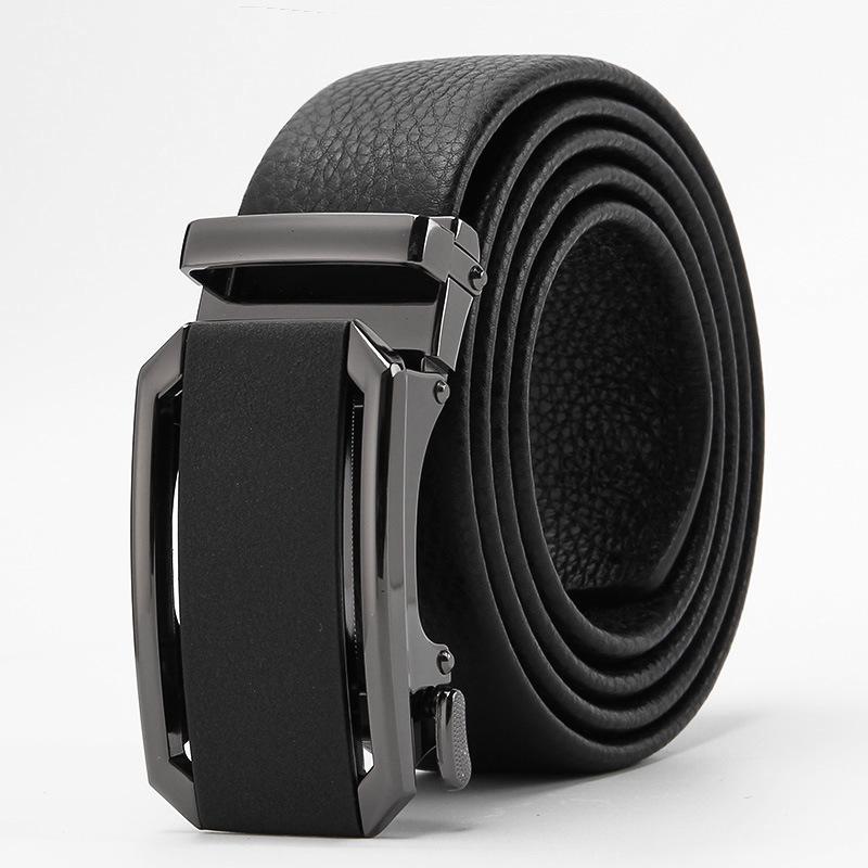 Frosted Automatic Buckle Edging Head Layer Cowhide Belt High End Business Casual Men's Trendy Belt