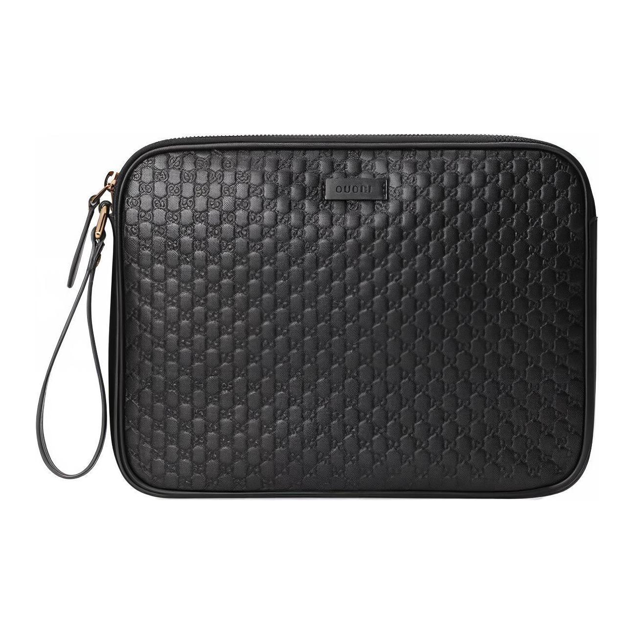 

Gucci GG Embossed Leather Clutches, Black with Gucci Logo & Wrist Strap, Unisex Designer Organizer Bag for Work Travel 607726-BMJ1G-1000 Gift Set(Basic Set+Box+Shopping Bag)