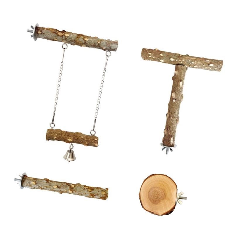 J0MC 4pcs Parrot Perches Set Swing Chew Toy For Bird Climbing Beak Trimming