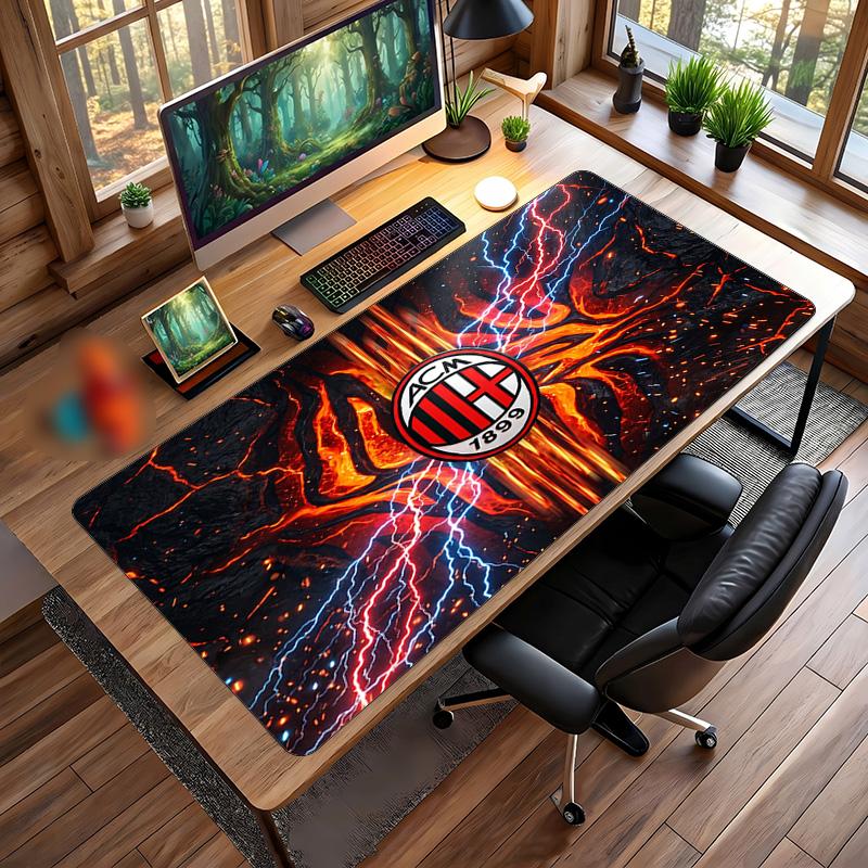 Tappetino per Mouse Grande Stampato AC Milan, Tappetino Morbido in Gomma Antiscivolo per Scrivania da Gioco per Ufficio Laptop Computer Decorazione