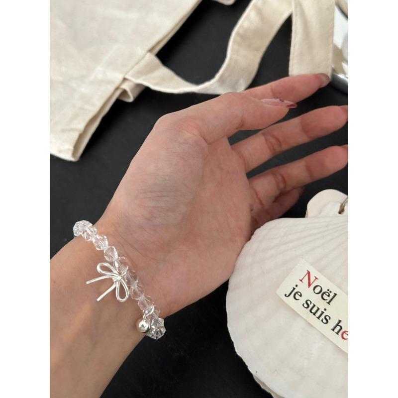 Simple irregular high-value transparent crystal butterfly bracelet ins style versatile earrings niche high-end jewelry