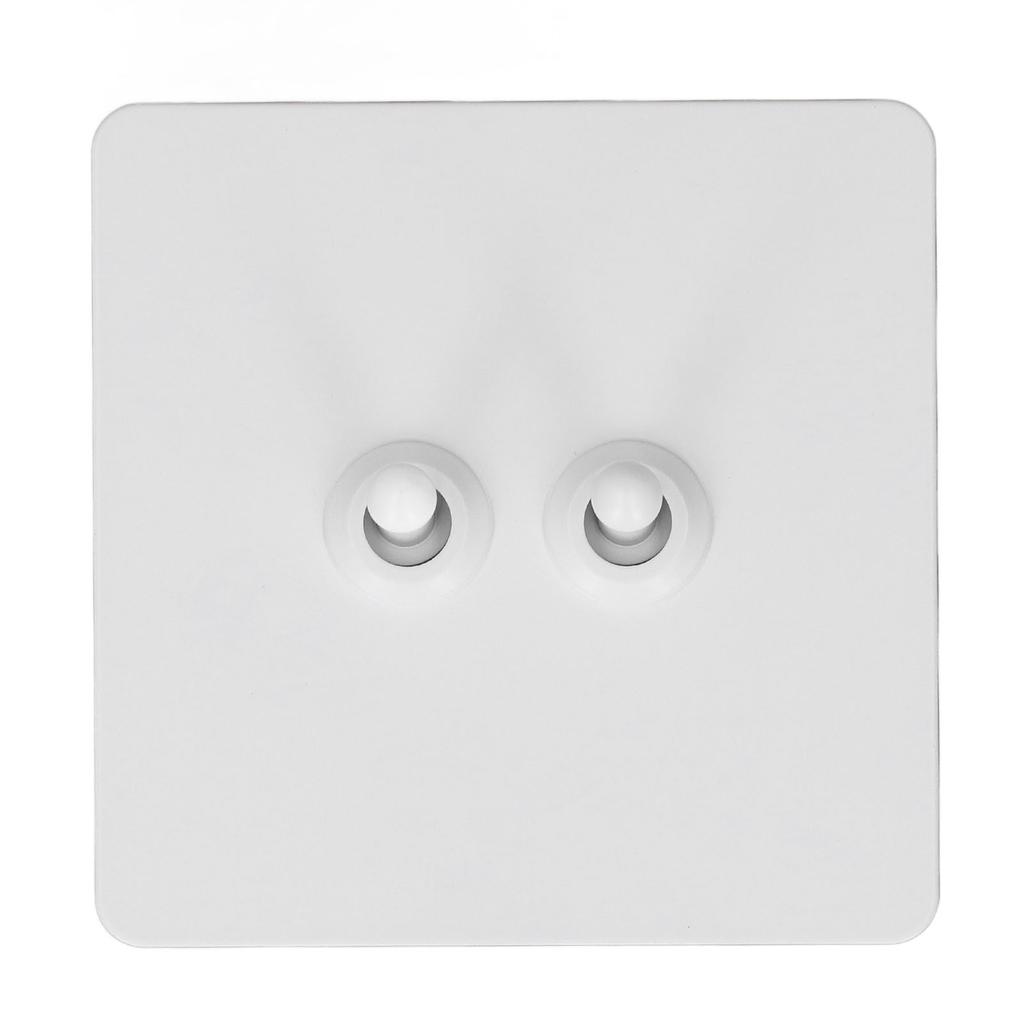 Wall Toggle Switch Stainless Steel Panel Insulated PC Base 2 Gang 2 Way Double Pole Toggle Switch Minimalist White