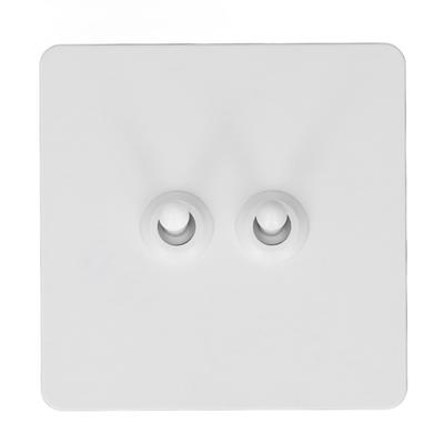 Wand-Kippschalter Edelstahlplatte Isolierte PC-Basis 2-fach 2-Wege Doppelpoliger Kippschalter Minimalistisch Weiß