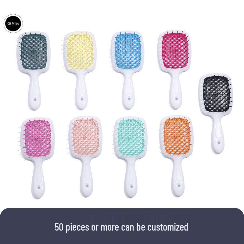

Square Multi-color Dual-use Mesh Massage Hair Comb for Wet/Dry Hair синий