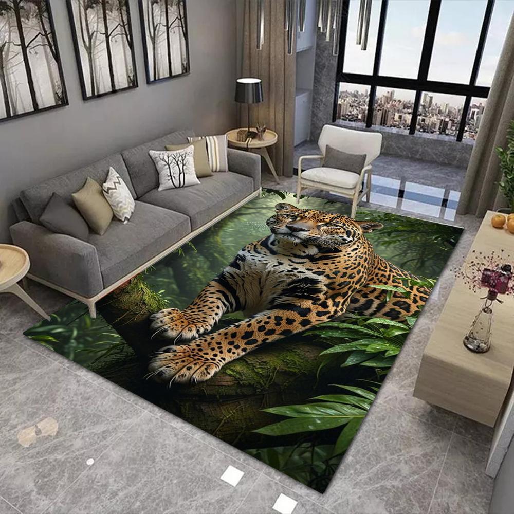 Jungle Animal Carpet Leopard Panther Design Mat Nature Theme Rug Home Decoration Living Room Bedroom Decorative Non-slip Carpets