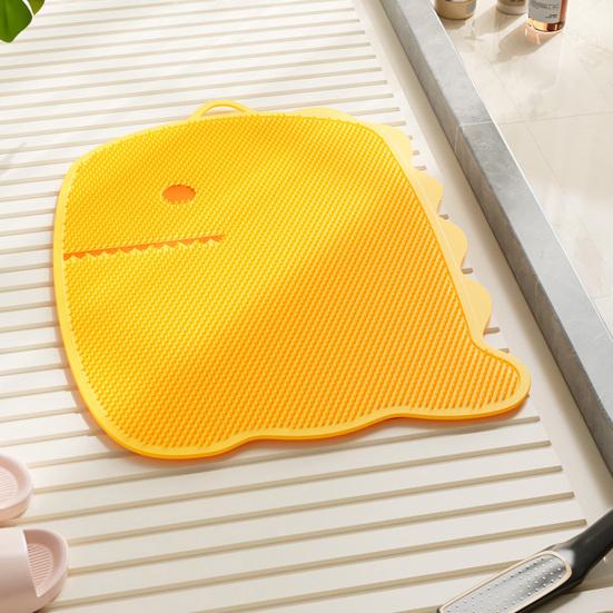 Yousheng Foot Rub Mat Dinosaur Shape Deep Cleaning Anti-Slip Suction Cup Foot Fatigue Mat Bathroom Decor Foot Care Helper