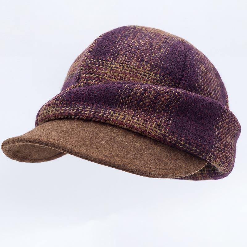Retro versatile wool beret women's autumn and winter fashion warm ear protector hat British style baseball cap tide