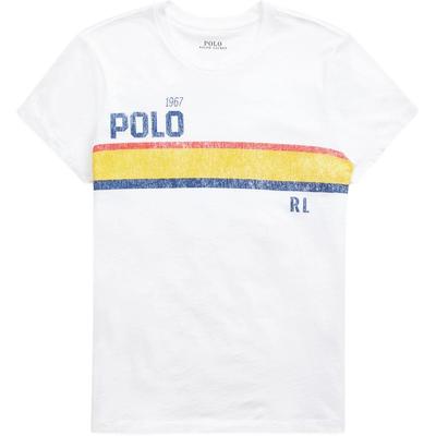Polo Ralph Lauren Logo Aquarell Gestreift Gestrickt Kurzarm Normales T-Shirt Klassische Edition Damen Oberteile 211779464-001