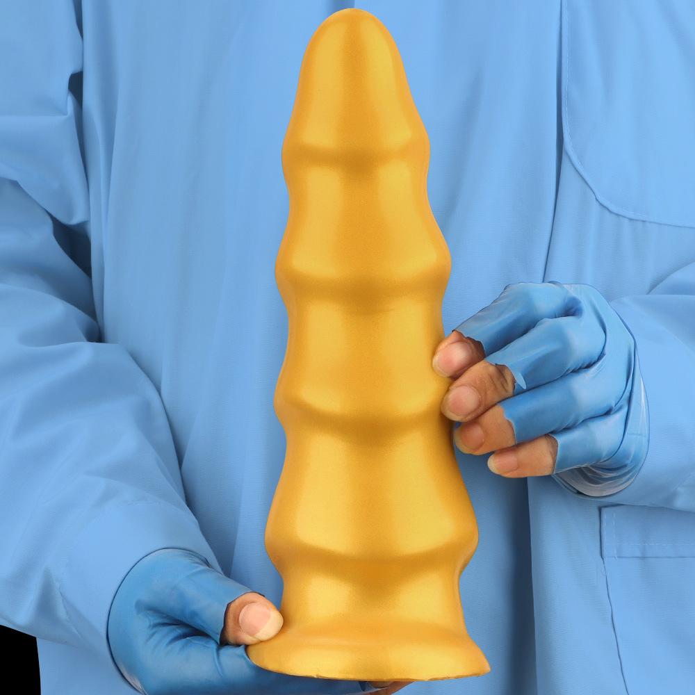 Énorme Plug Anal en Silicone Doré Godemichet Fileté Réaliste Grosse Bite Jouet Sexuel pour Hommes Fisting