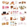 Forest Home Animal Family Mini Rabbit Villa Living Space Kitchen Sleeping Area Garden Micro Furniture Set Girl Pretend Engage With Toy Model