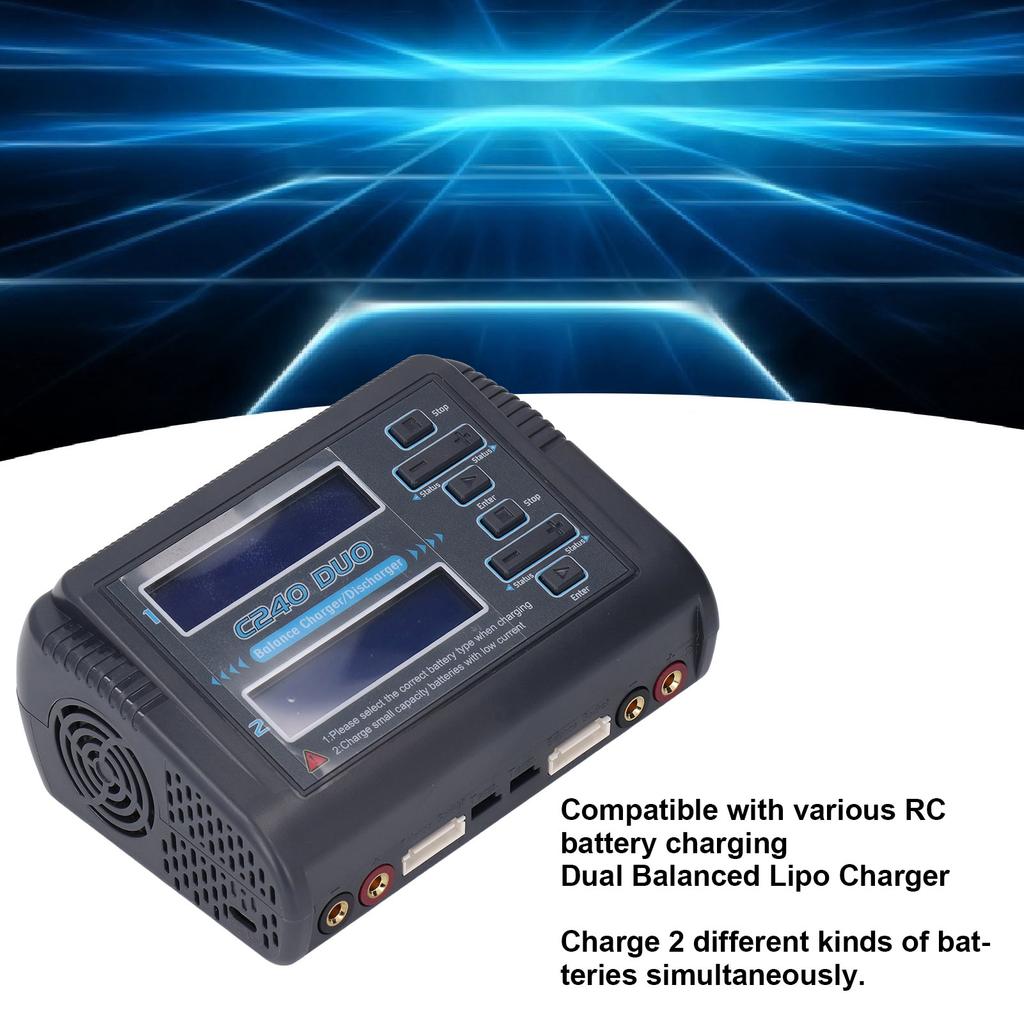 Lipo Battery Charger Dual Lipo Charger RC Aircraft Battery Charger Balance Charger Discharge for LiPo Li Ion LiFe NiCd NiMH UK Plug 100‑240V