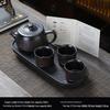 Purple Clay Kung Fu Teapot Set: Includes One Teapot, Six Cups, and Tray - Luxurious Retro Design for Home Tea Brewing