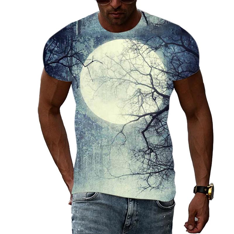 Summer Night Scene graphic t shirts Men Fashion Trend Creative Pattern T-shirt Hip Hop harajuku Handsome 3D Print t-shirts Tops