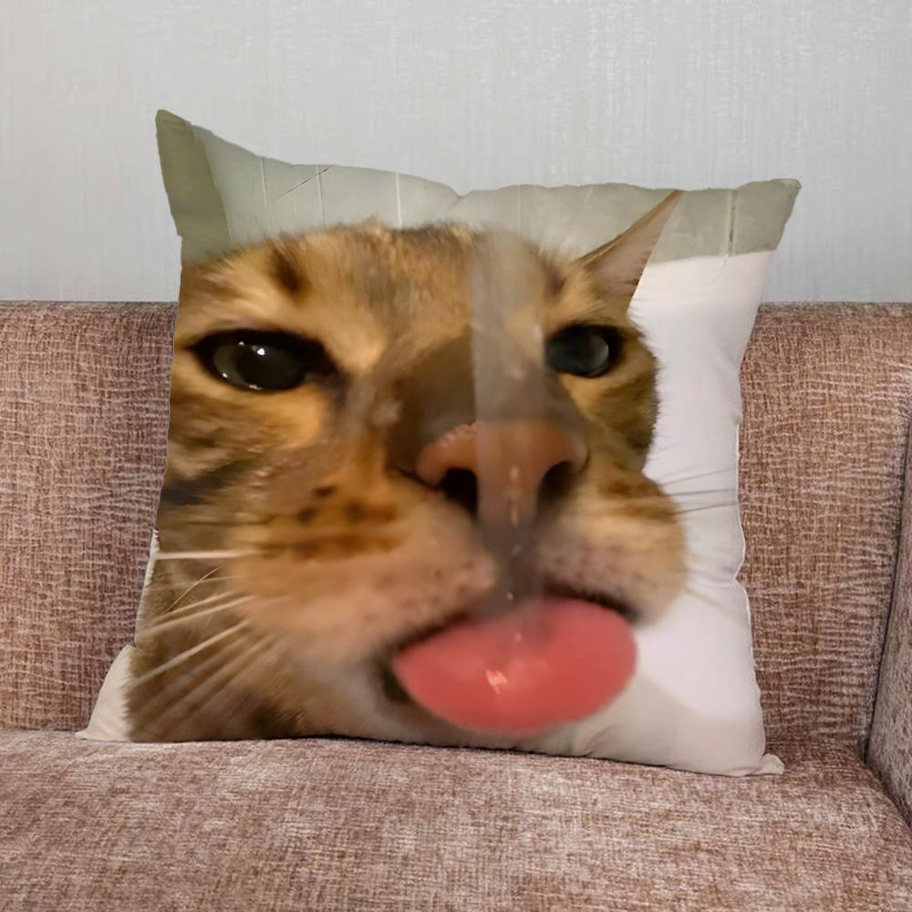 Pet Cat Funny memes Pillow Case For Home Bedroom Car Office Decoration Living Room Sofa Cushion Cover Suitable
