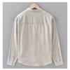 Cotton Linen Shirt Mandarin Collar Long Sleeve Casual Loose Fit Button-Up Shirt Men's Retro Camping Fishing