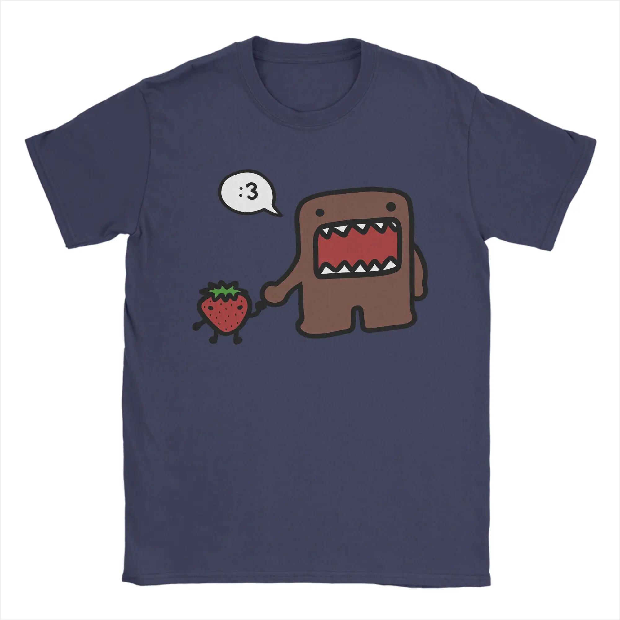 

Streetwear T-Shirt Domo Kun Cotton T-Shirts Hipster Tee Shirt for Men s Beach Y2K Basic Printed Short Sleeve Clothes XXXL білий