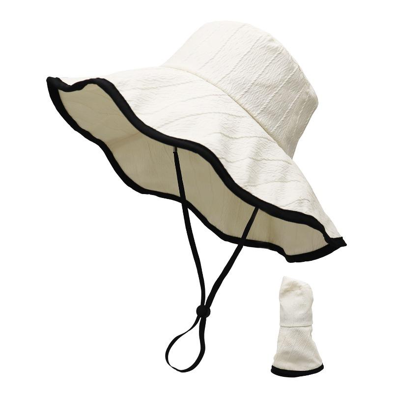Sun hat women's summer new sun protection bucket hat outdoor camping sun hat UV protection plain big brim