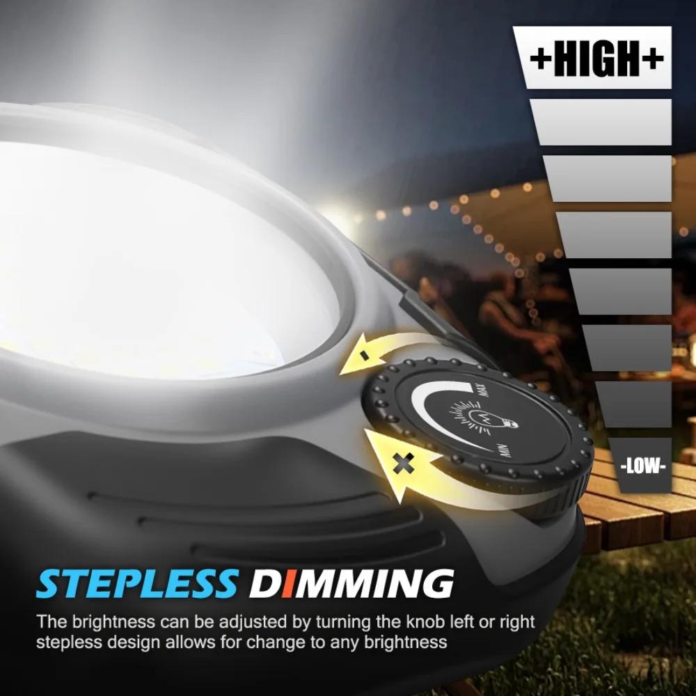 Portable LED Spotlight Lantern With Hook Outdoor Camping Fishing Flashlight Emergency Rechargeable Magnetic Work Car Repair Lamp