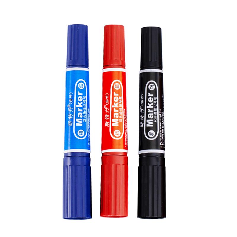Double-Ended Oil-Based Markers,Large-Tip Pen Refillable High-Capacity Logistics Marker, 6mm-1mm Nib,Quick-Drying,Non-Erasable