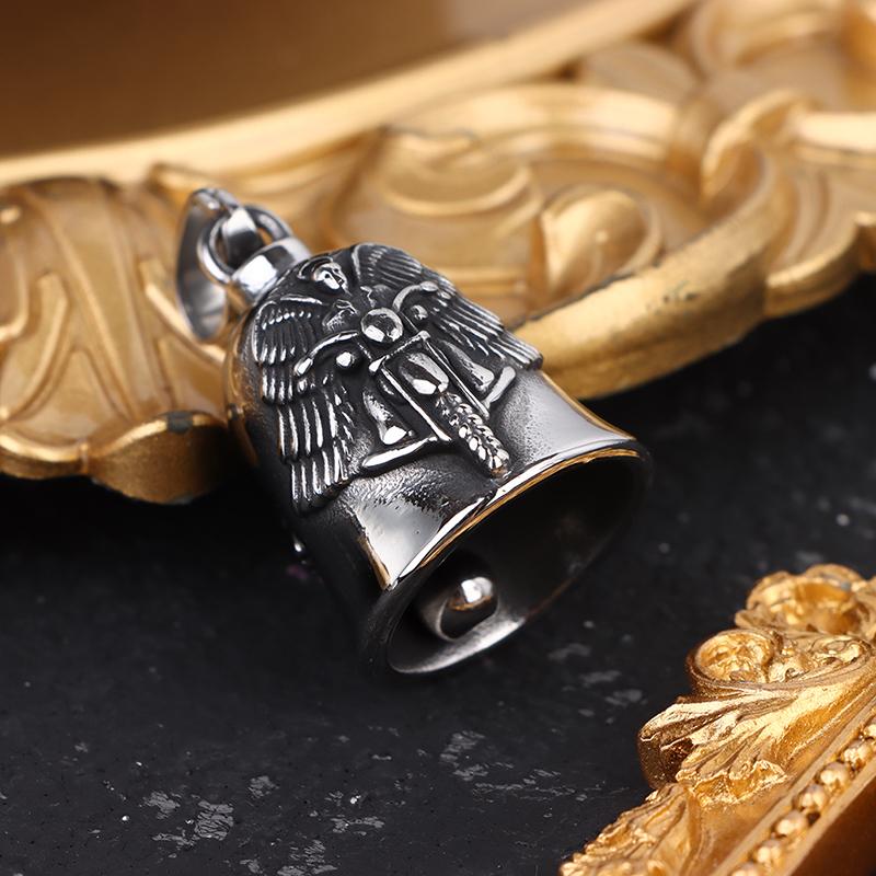 New Men'S Motorcycle Wind Retro Punk Hip Hop Rock Wings Motorcycle Character Bell Pendant Necklace