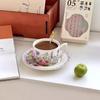 French Style High Appearance Level Violet Coffee Cup and Saucer Set  Mug  Ceramic Drinking Cup  Afternoon Tea Girls' Souvenir