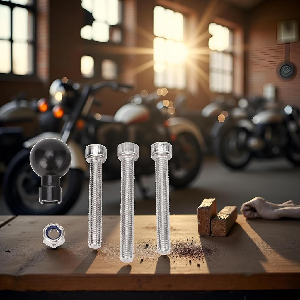 Motorcycle Fork Stem Mount Base: Handlebar Clamp Base Fork Stem Ball Base Ball Head Base with M8 Bracket Bolt 1 Inch Rubber Ball for RAM-B-367U