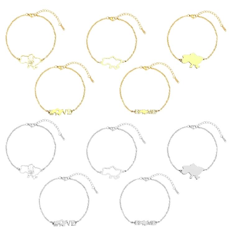Stainless Steel Pendant Bracelets Ukraine Bangles Ukraine Map Pendant Bracelets