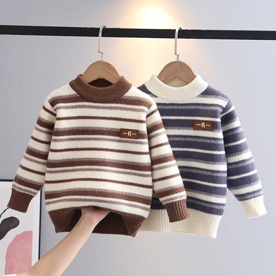Maglione per ragazzi 2024 Autunno e Inverno Girocollo a Righe Camicia a Maniche Lunghe per Bambini dai 3 agli 8 Anni