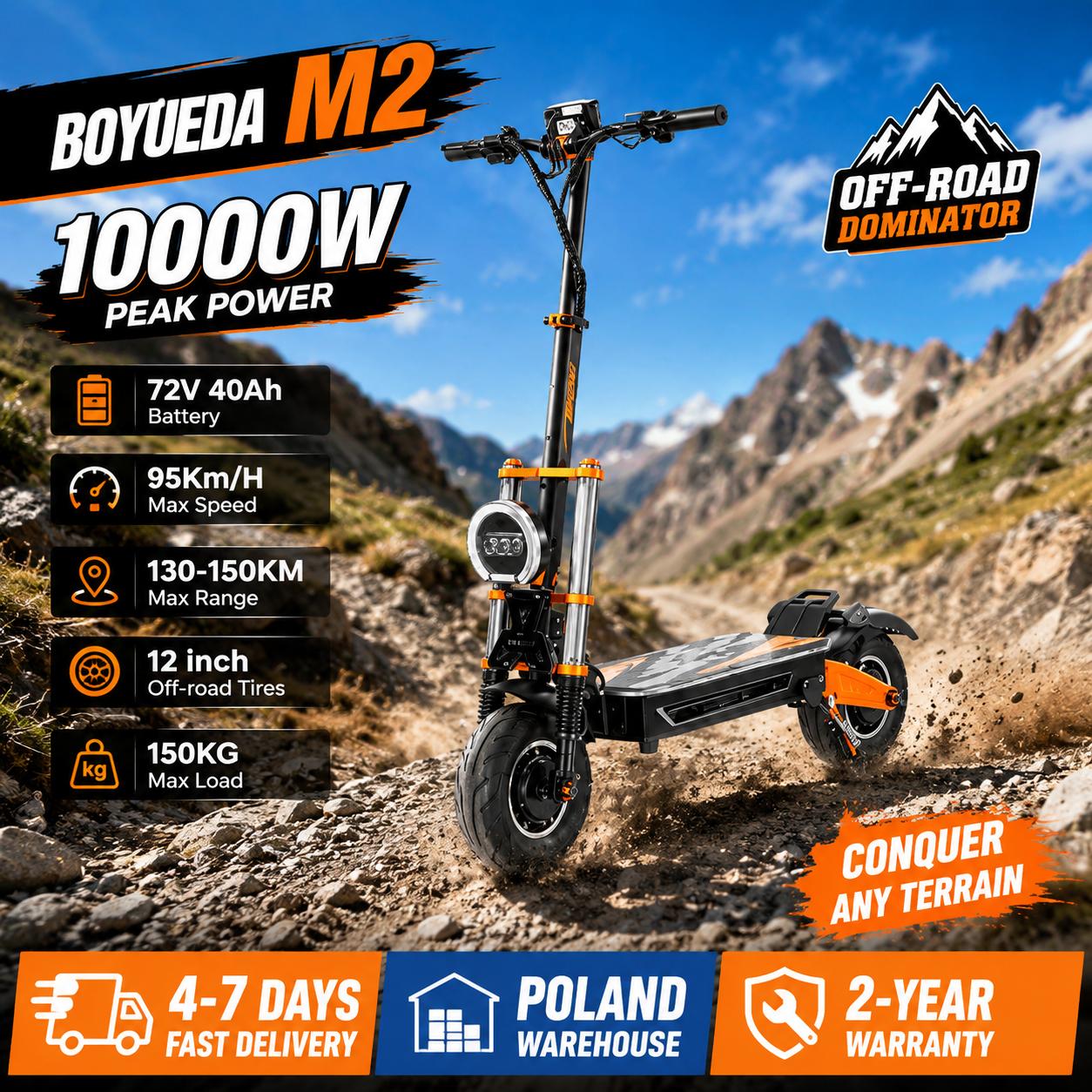 BOYUEDA M2 Pieaugušo Bezceļa E-skūteris, Divi