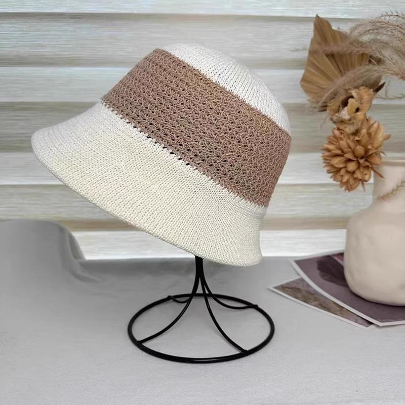 Small Bucket Hat Showing Off The Face  New Imitation Mink Velvet Contrast Color Knitted Fisherman Hat for Women