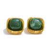 Yhpup White Green Resin Square Stud Earrings 18K Golden PVD Plated Stainless Steel Daily Wear Trending Jewelry Wholesale
