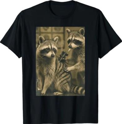 Vintage Raccoons Tattoo Inked Raccoon Artist Funny Meme T-Shirt
