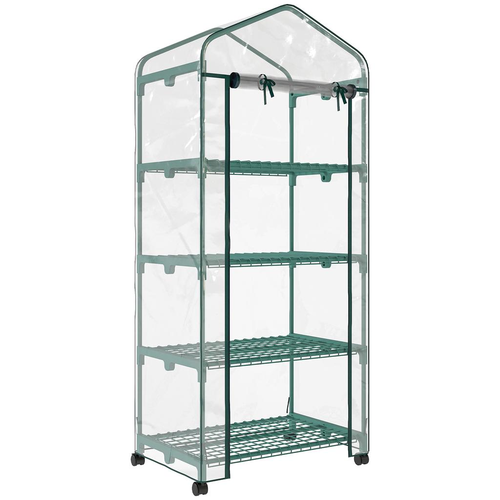Foil Greenhouse, Hothouse, Mini Greenhouse, Plant House, Cold Frame, 4 Shelf Compartments, 69 x 50 x 165 cm, Transparent